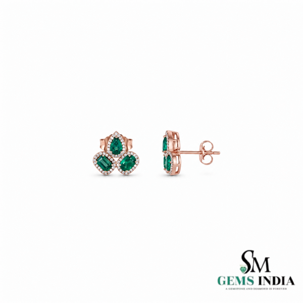 Pear, Emerald Cut & Oval Emerald Diamond Halo Stud Earring