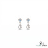 Elegant Round Cut Aquamarine Gemstone Dangle Earrings with Teardrop Design