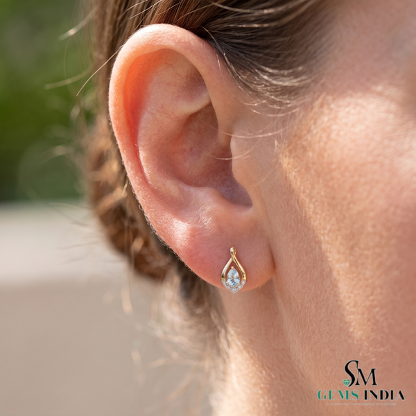 Pear Aquamarine And Diamond Stud Earrings - Elegant Blue Gemstone Jewelry