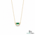 Baguettes Green Emerald Pendant with Diamond Horseshoe Design - Green Gemstone Jewelry