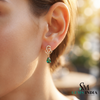 Pear Shaped Emerald & Diamond Drop Stud Earrings - Fine Jewelry for Women