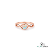 Round Opal & Diamond Wave Ring – Elegant Gemstone Jewelry for Women