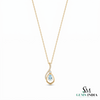 Natural Aquamarine Pear Cut with Diamond - Unique Curved Pendant