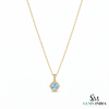 Natural Aquamarine Cushion Cut Pendant With Diamond Accent - Elegant Jewelry Gift For Her