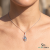 Natural Aquamarine Pear Cut with Diamond - Unique Curved Pendant