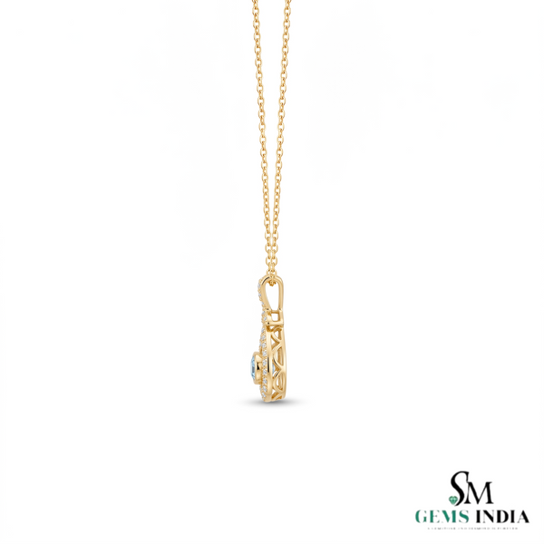 Luxury Natural Aquamarine Diamond Pendant- Minimalist Jewelry for Women