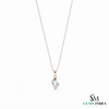 Natural Aquamarine Gemstone With Curved Gold Accent Pendant - Luxury Fine Jewelry