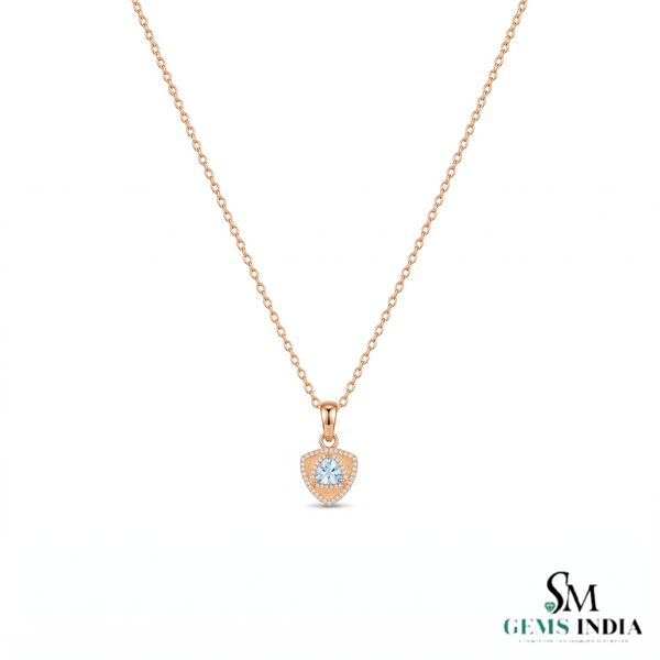 Natural Aquamarine Trillion Cut With Diamond Accent Pendant - Sophisticated Fine Jewelry Style