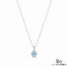 Natural Aquamarine Cushion Cut Pendant With Diamond Accent - Elegant Jewelry Gift For Her