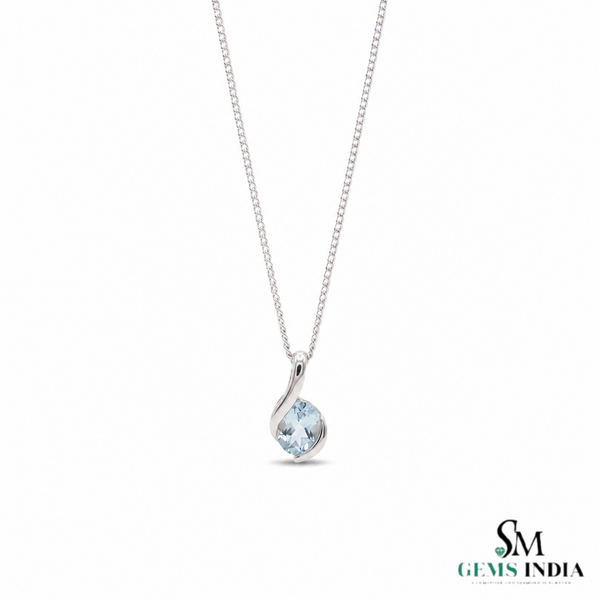 Elegant Natural Aquamarine Gemstone Pendant - Everyday Jewelry For Her