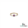 Dainty Amethyst Solitaire Ring with Beaded Band – February Birthstone Jewelry